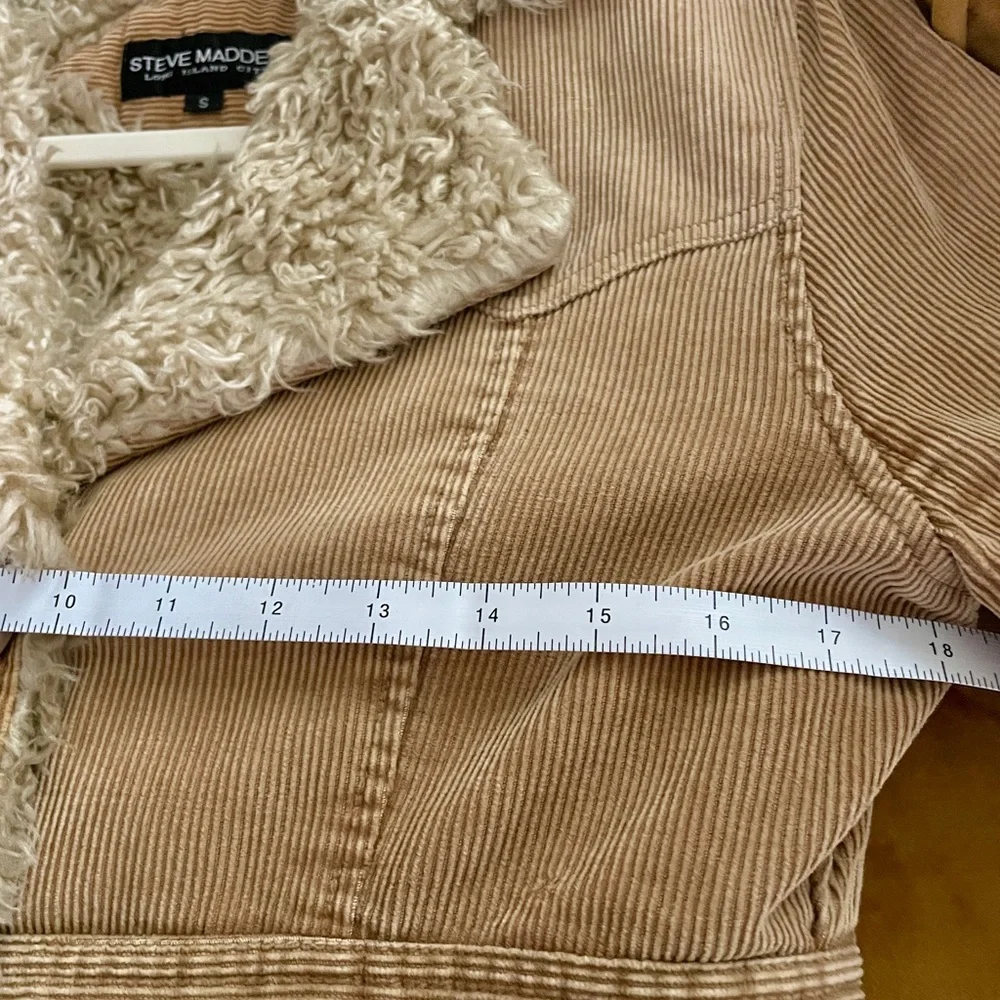 Steve Madden Beige Corduroy Penny Lane Coat with Faux Fur - Picture 7 of 13